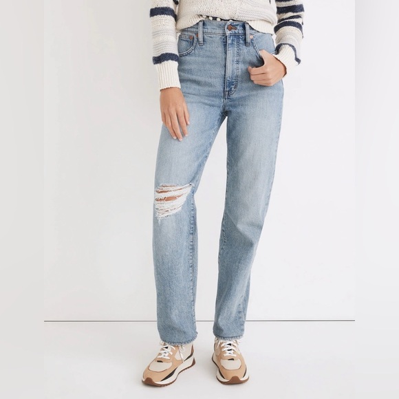 Madewell Perfect Vintage Straight High Rise Distressed Denim Blue Jeans- Size 25 - Picture 2 of 9